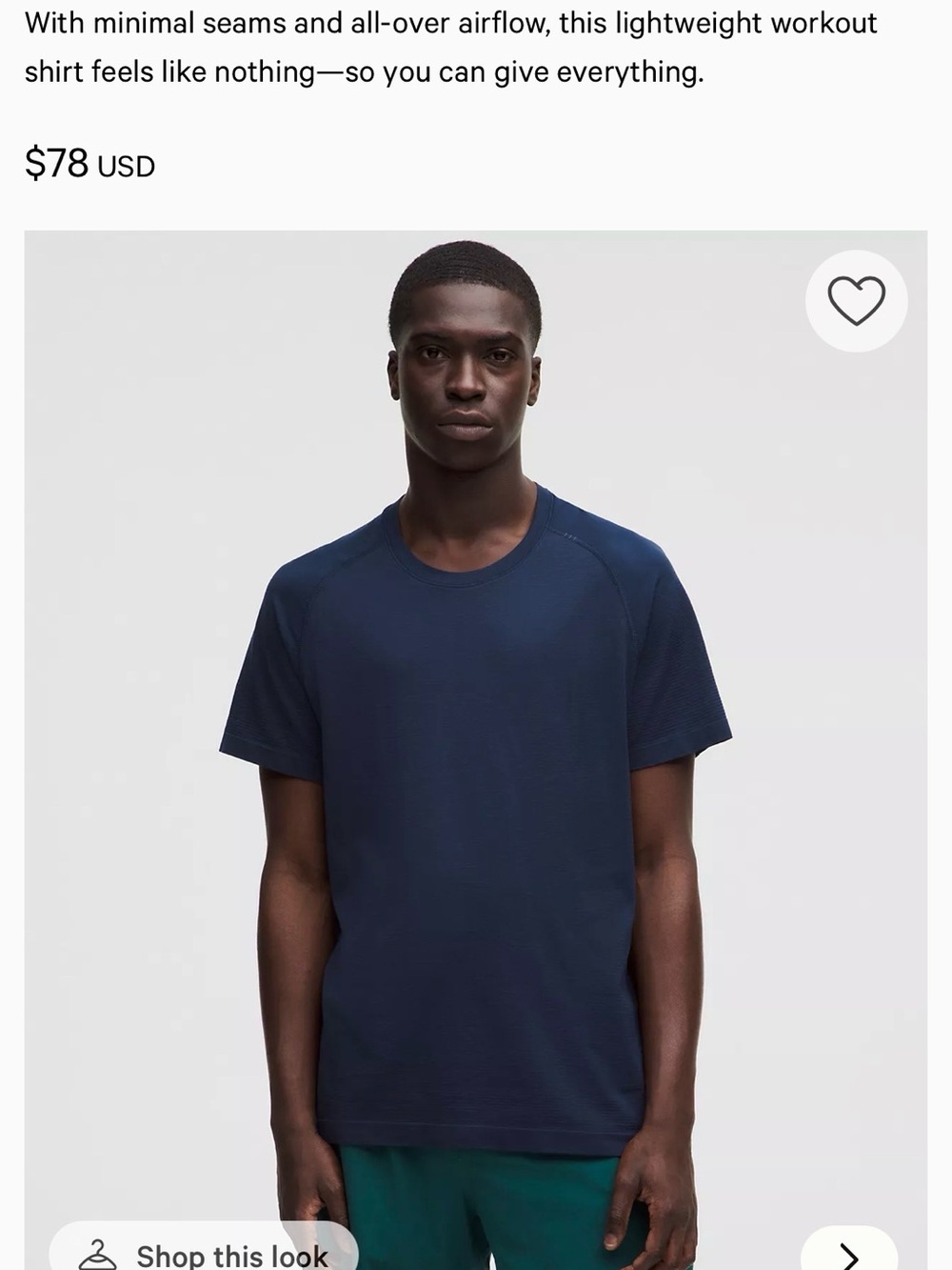 lululemon athletica metal vent Men's Short-Sleeve in Navy